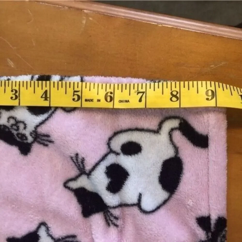 Character Youth Girls Medium‎ Fluffy Fleece Pink Black White Cats Pajama Bottoms